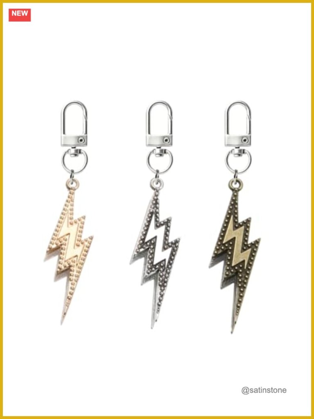 Lightning Bolt Keychain Set 3 Punk Retro Alloy Keyring Pendant Jewelry Gift